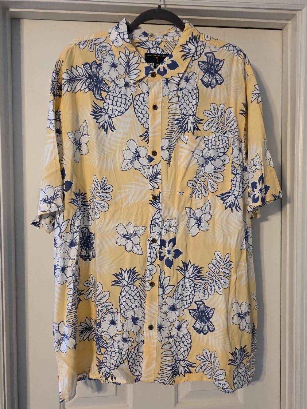 Margaritaville Yellow and Blue Pineapple Floral Button-Up Shirt